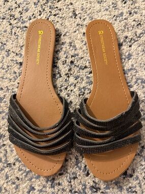 Streetwear Society Black Multi-Strap Slide Sandals